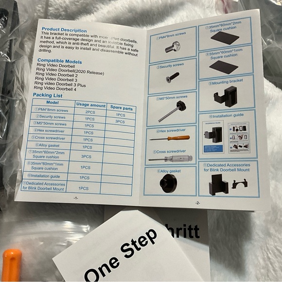 Anti-Theft Video Doorbell Door Mount No-Drill W/Adjustable Mounting Bracket NEW - Picture 11 of 16